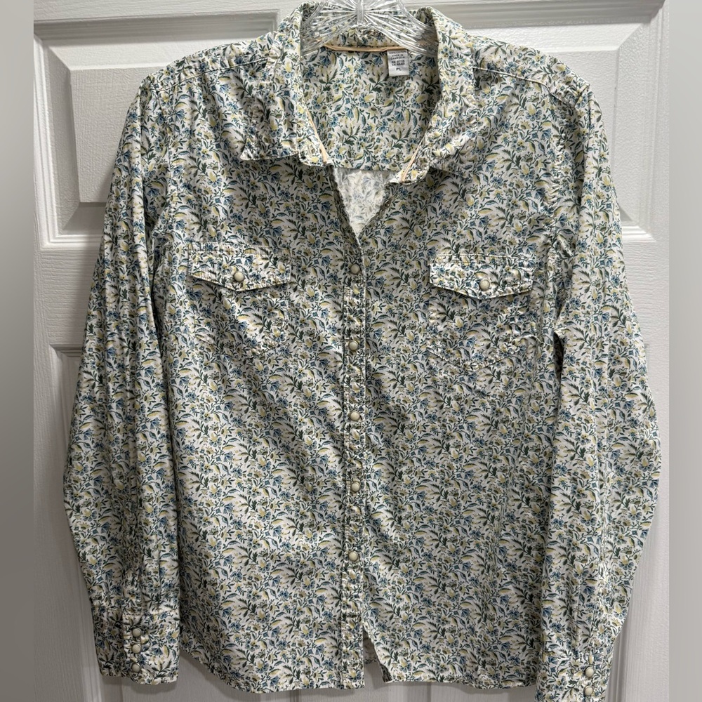 Women's IZOD floral snap button down shirt size PL